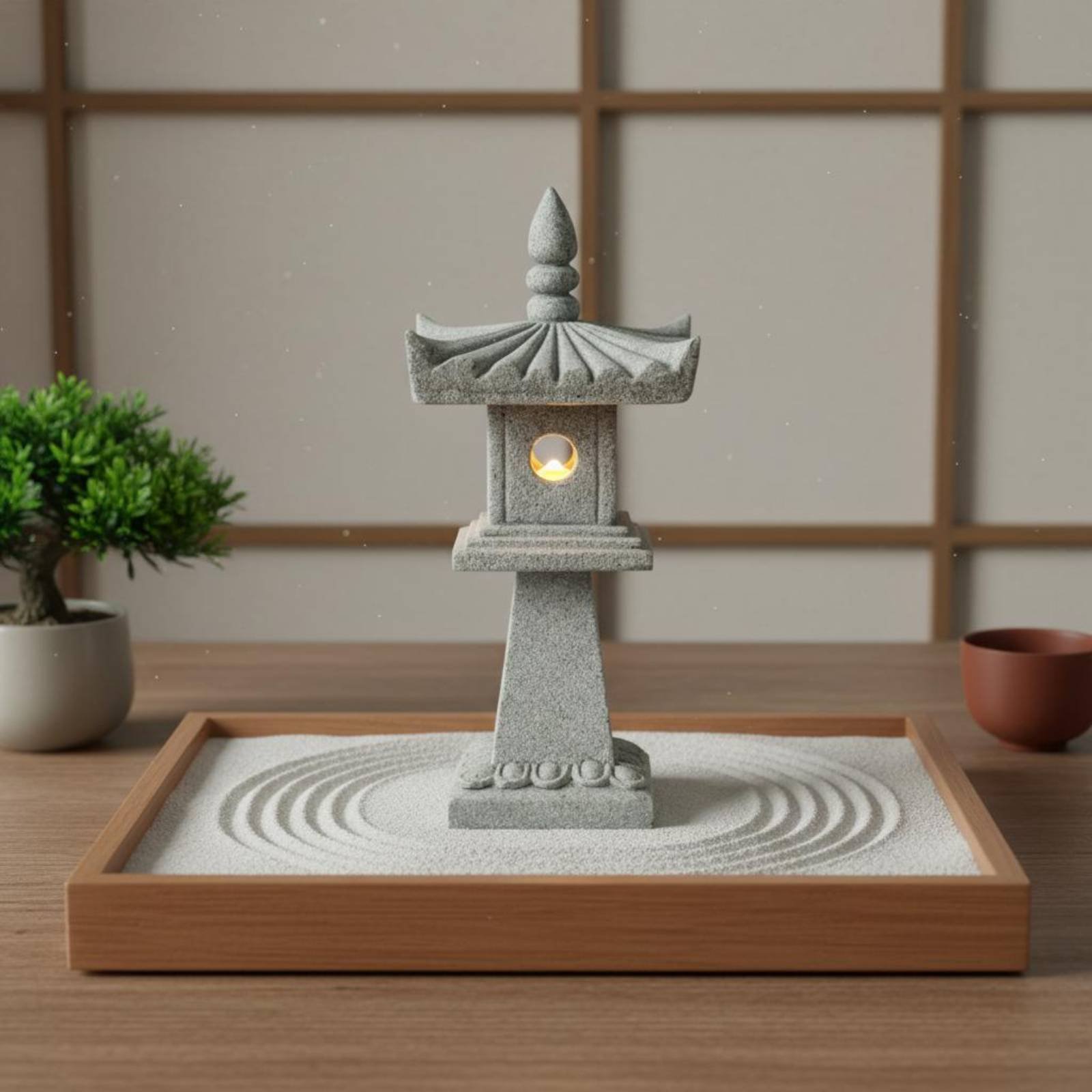Bonsai Garden Plants - Miniature Stone Lantern Antique Finish Bonsai