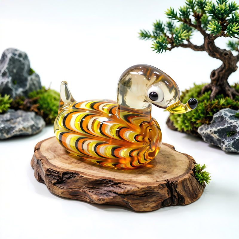 Bonsai Garden Gift - Handmade Mini Glass Duck Figurine Cute