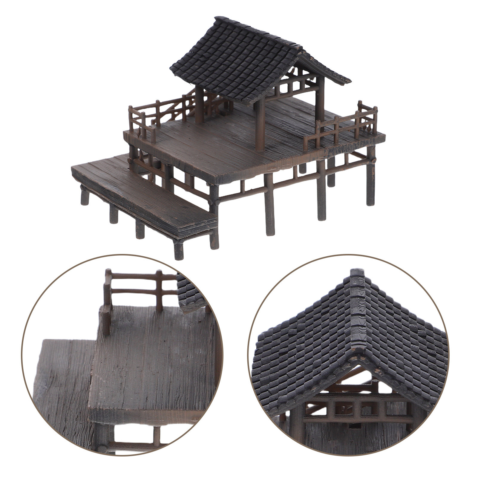 Bonsai Garden Set Up - Exquisitely Detailed Mini Pavilion Statue Enhances